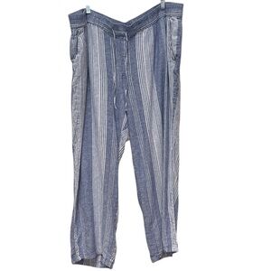 Old Navy Linen blend striped Blue and White Wide Leg Pants